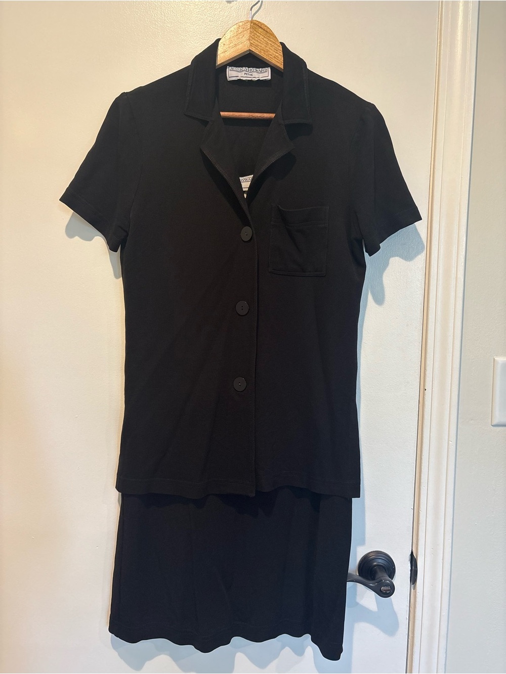 Vintage 90s Minimalist Jessica Howard Petite Dress & Short Sleeve Button Jacket